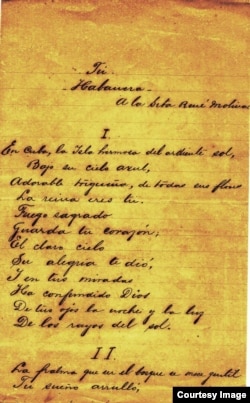 Manuscrito de la habanera "Tú".