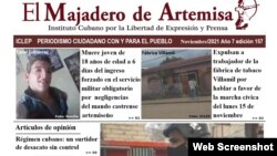 Portada del último número de "El Majadero de Artemisa". 