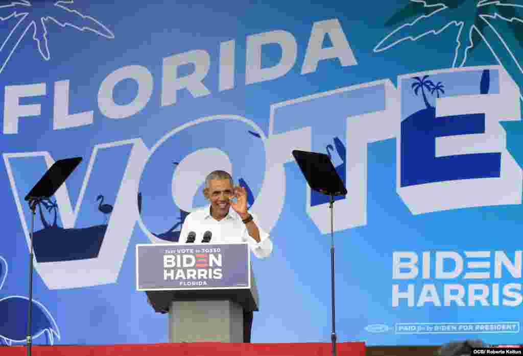 Visita del Ex Presidente Barak Obama a la FIU North Campus apoyo al candidato Joe Biden.