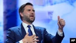 El candidato republicano a la vicepresidencia, el senador de Ohio JD Vance, durante la Convención Nacional Republicana. (AP/Evan Vucci)