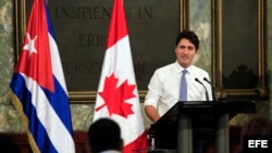 El primer ministro de Canadá Justin Trudeau en la Universidad de La Habana en La Habana el 16 de noviembre de 2016. 