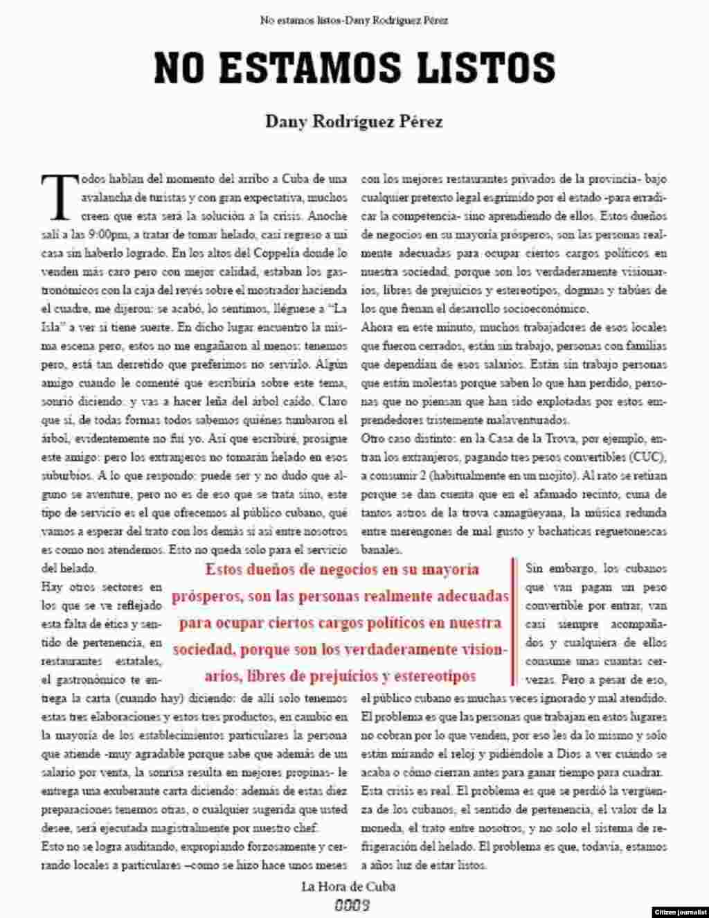 La Hora de Cuba en su séptima edición Algunas de sus páginas