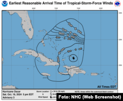 Cono de trayectoria huracán Oscar